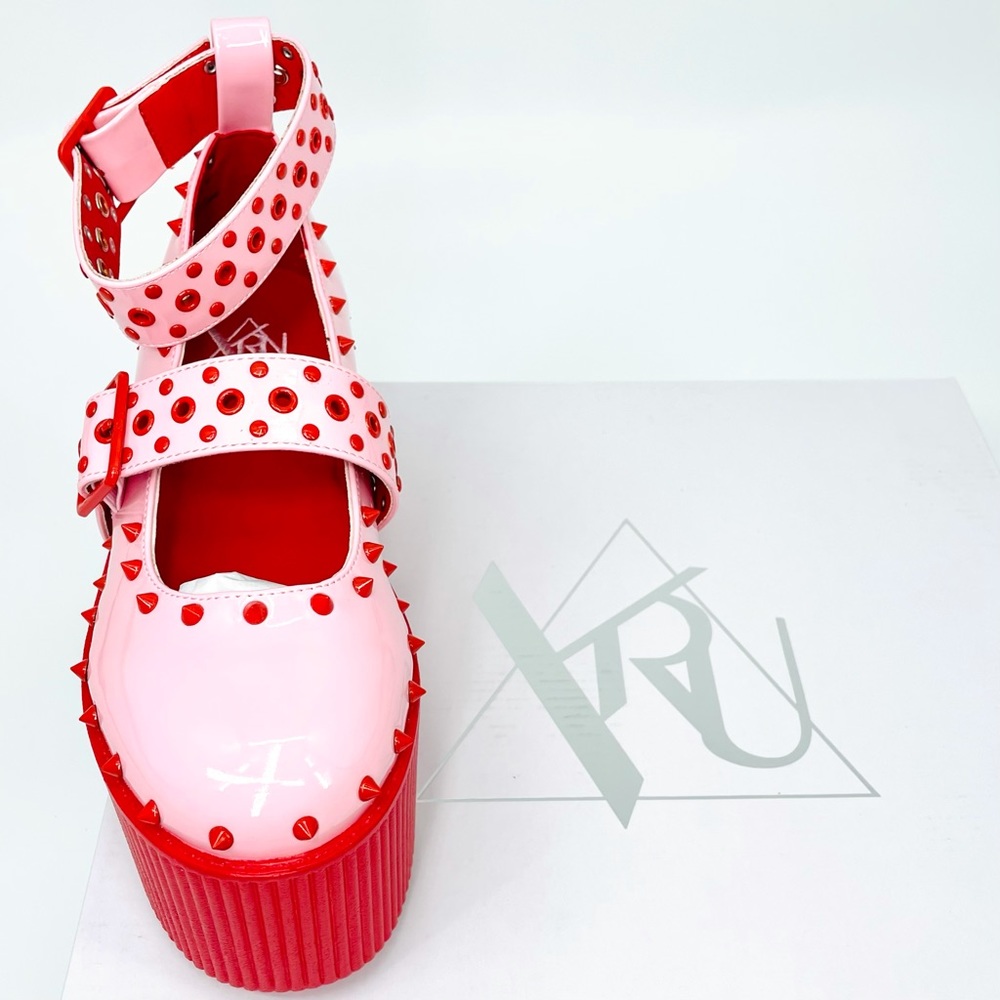 SOLD Dolls Kill X YRU PINK STRAWBERRY KAOS BABYDOLL CHUNKY MARY JANES size 8 NIB - Picture 8 of 13